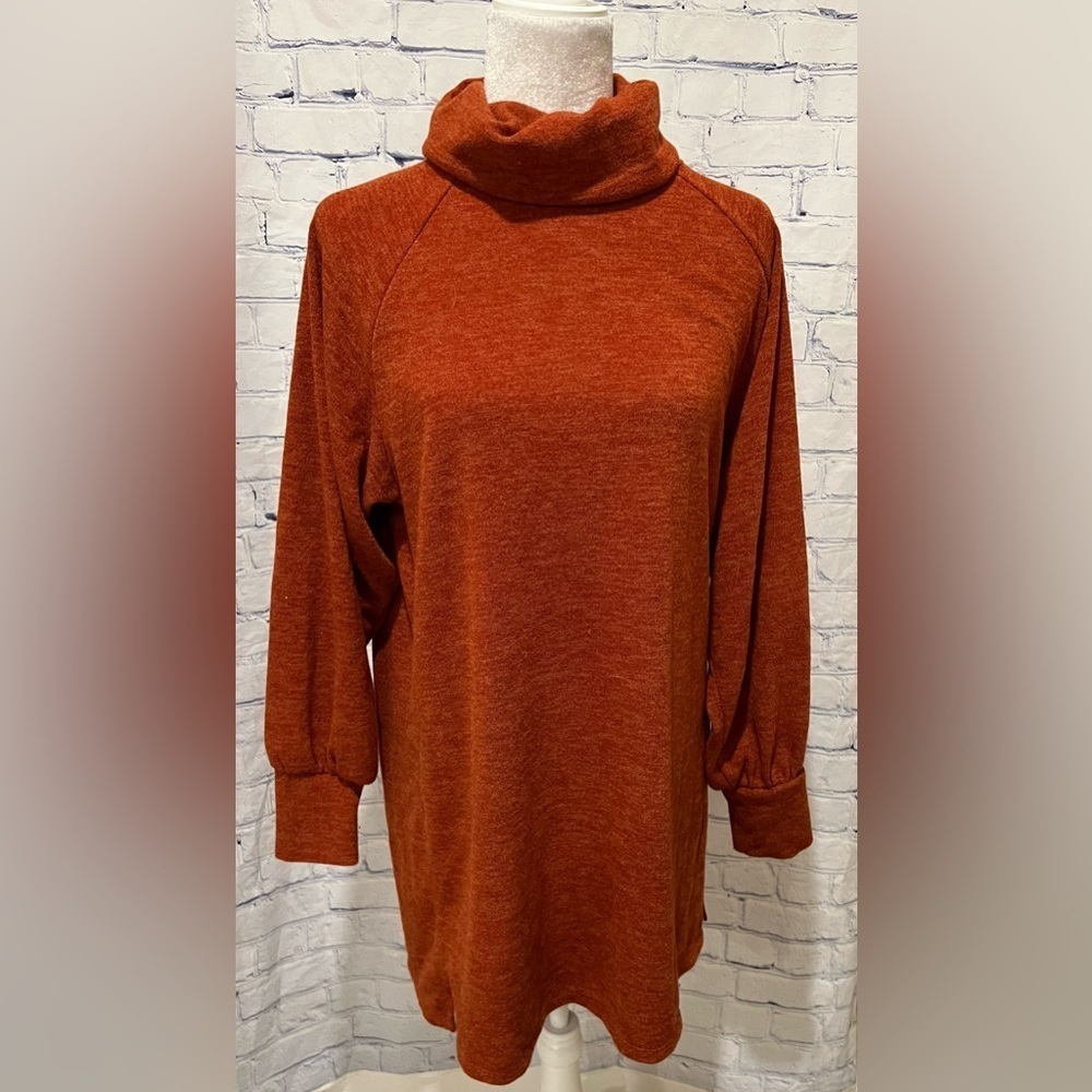 Forever 21 Contemporary Oversized Burnt Orange High Neck Sweater/dress Large